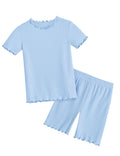 Arshiner Girls Pajamas Lettuce Loungewear Snug Fit Pjs Set Kids Sleepwear