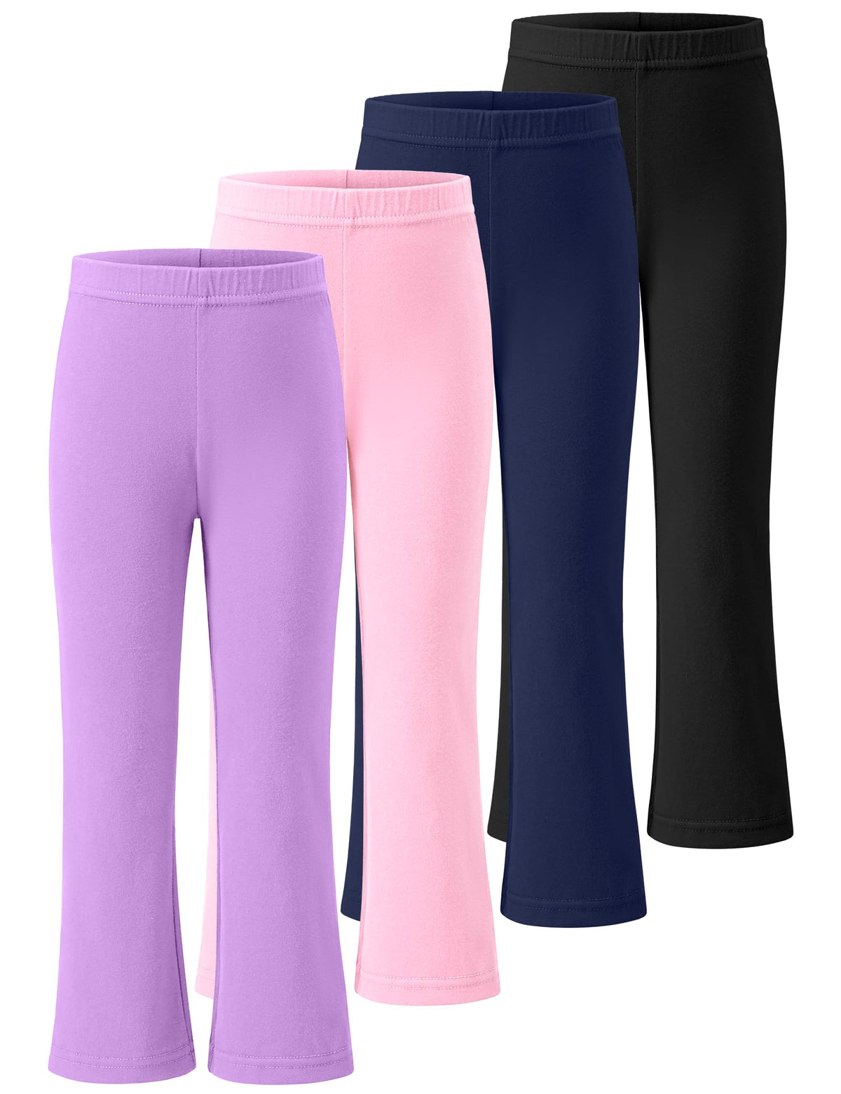 KEREDA 4 Pack Girls Flare Leggings School Uniform Pants Kids Bell Bottoms