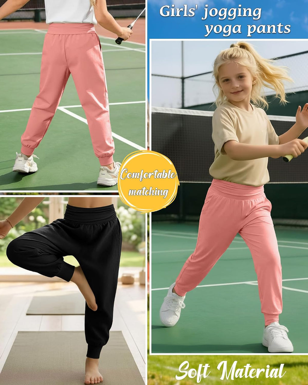 2 Pack Girls' Joggers with Pockets