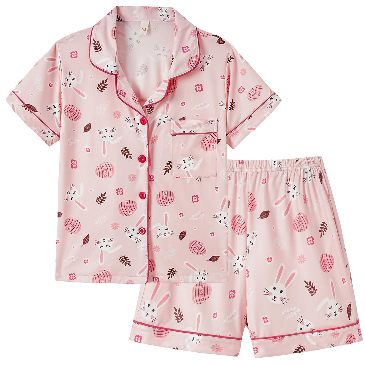 Vopmocld Girls Summer Pajama Sets Button Down Top & Shorts Sleepwear 8-18Y