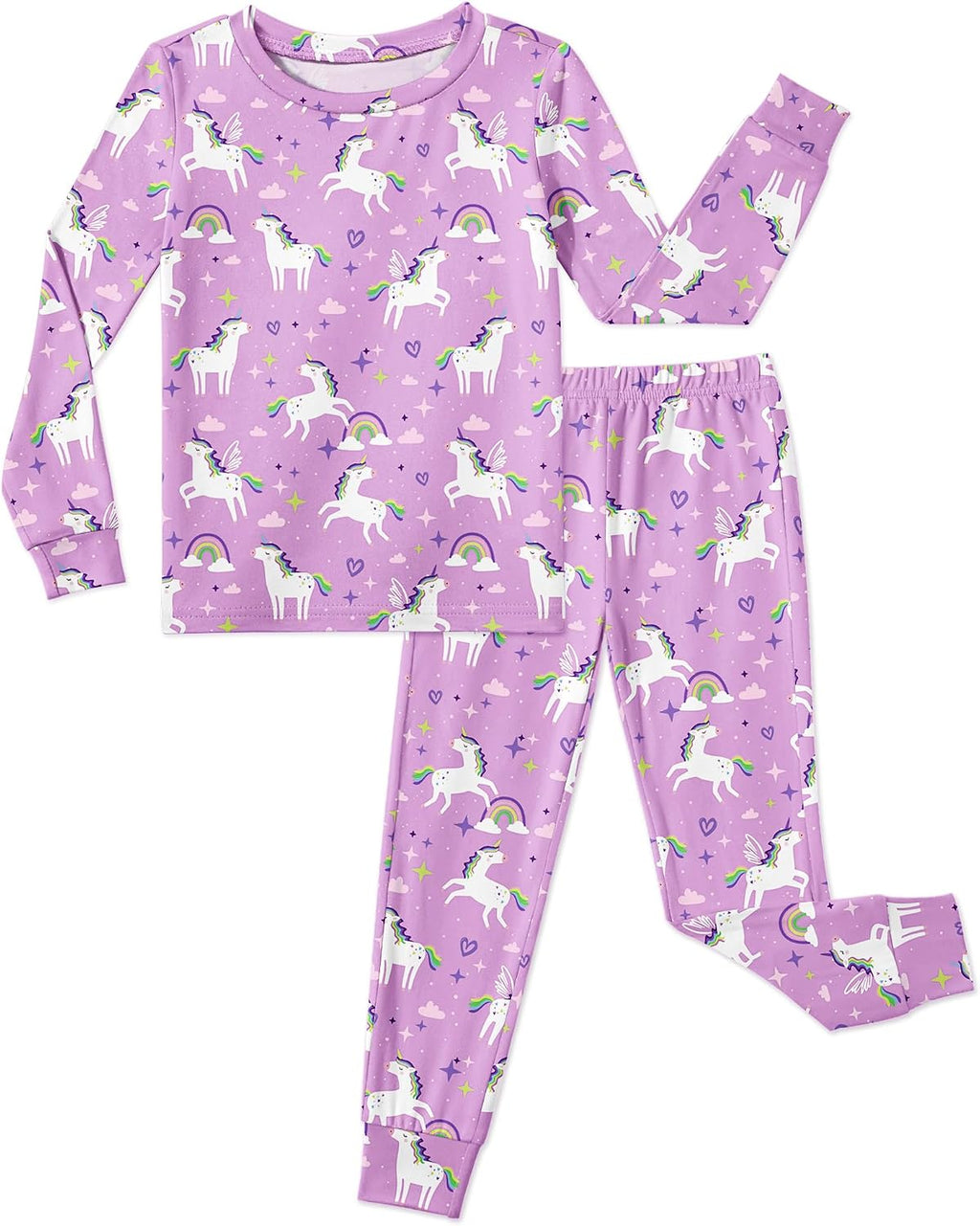 Arshiner Girls Pajamas Cute Snug Fit Long Sleeve Pjs Set Kids Sleepwear