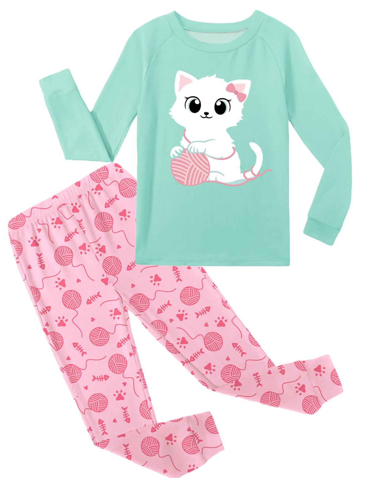 Arshiner Girls Pajamas Long Sleeve Snug Fit Pjs Set Kids Cute Sleepwear