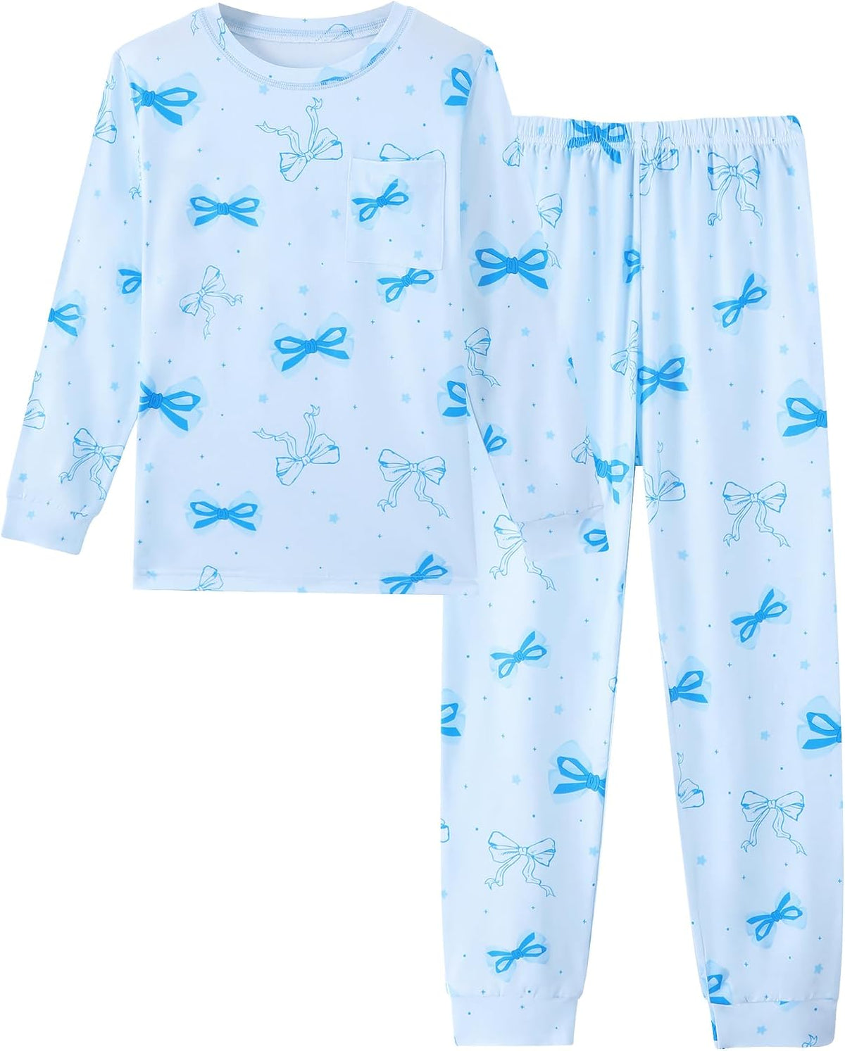 Mikrdoo Girls Pajamas Soft Stretch 2Pc Long Sleeve Top & Pants Size 8-16
