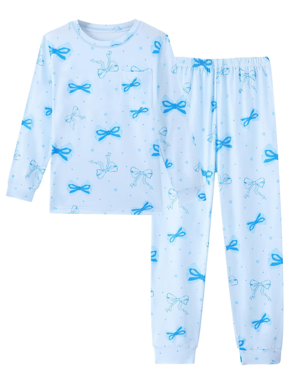 Mikrdoo Girls Pajamas Soft Stretch 2Pc Long Sleeve Top & Pants Size 8-16