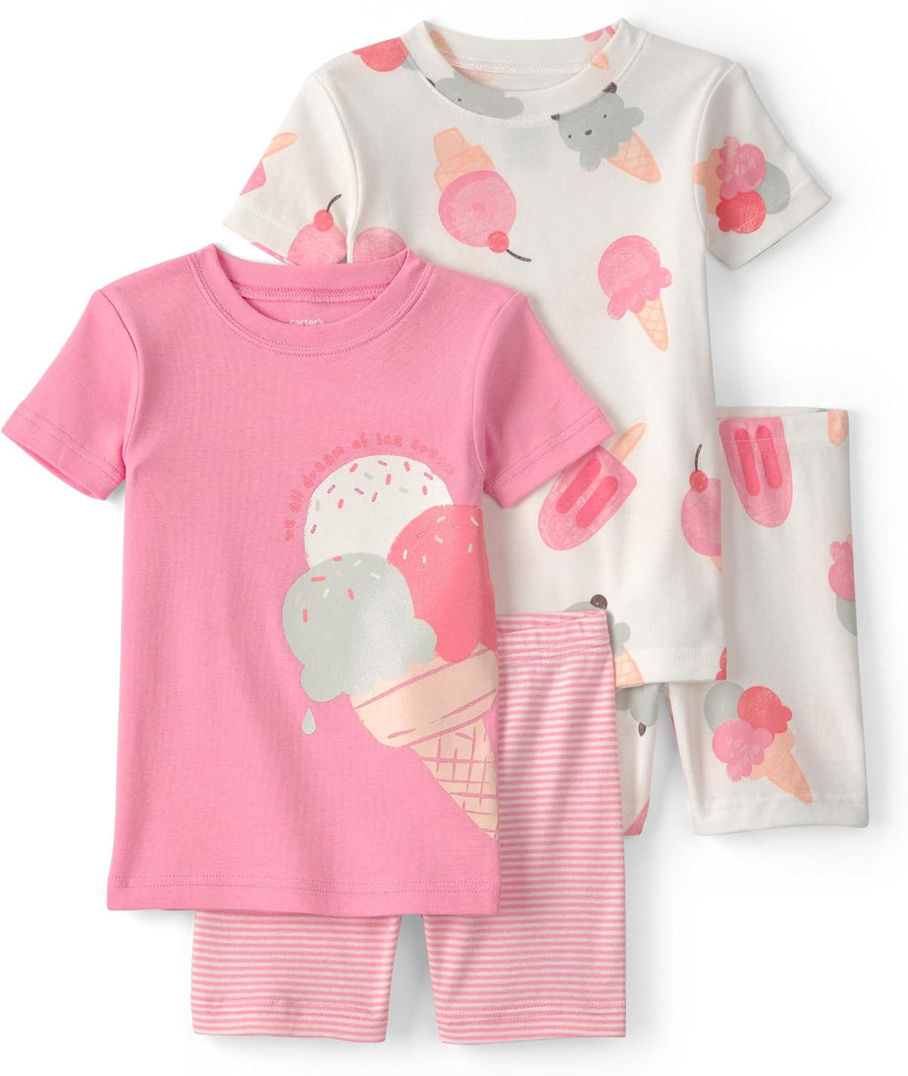 Carter's Girls' 4-piece Tight Fit Cotton Pajama Set