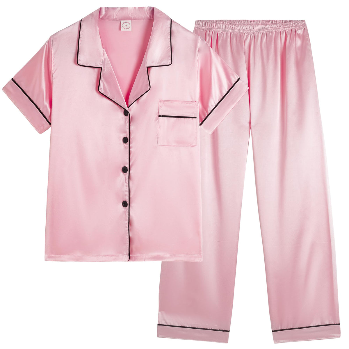Vopmocld Button Down Satin Pajamas Kids Short Sleeve Long Pant Silky Pyjama