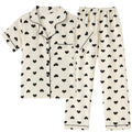 Vopmocld Button Up Pajama Sets Crepe Short Sleeve Top & Long Pant Size 8-18