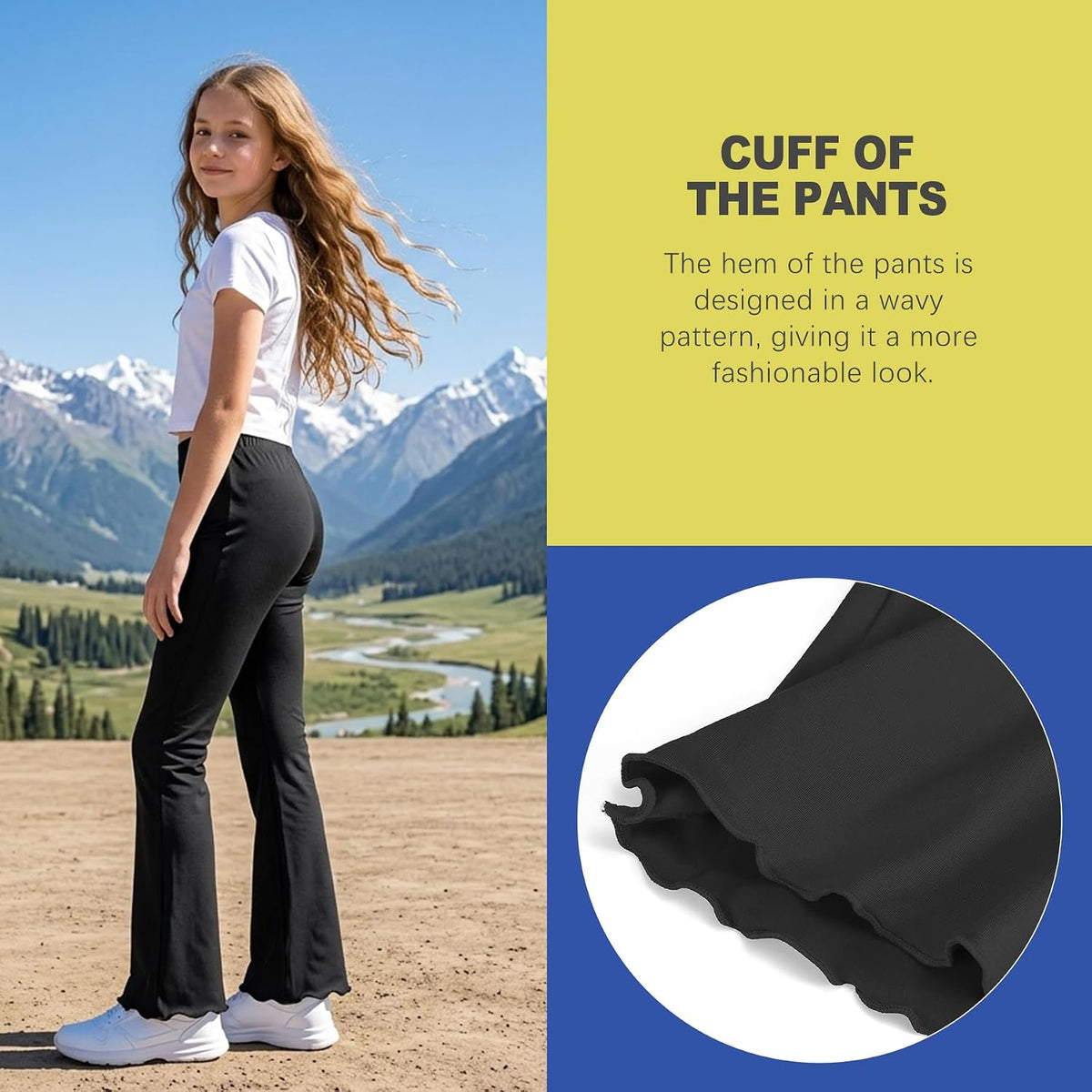 Flair Legging for Kids Teen Girls Mid Waisted Bell Bottom Yoga Pants School