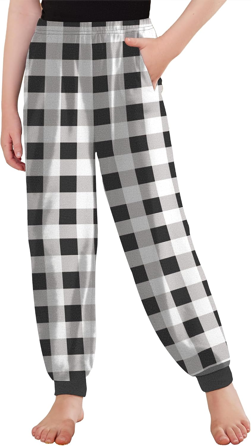 Arshiner Girls Pajama Pants Kids Plaid Pj Pants Comfy Lounge Bottoms