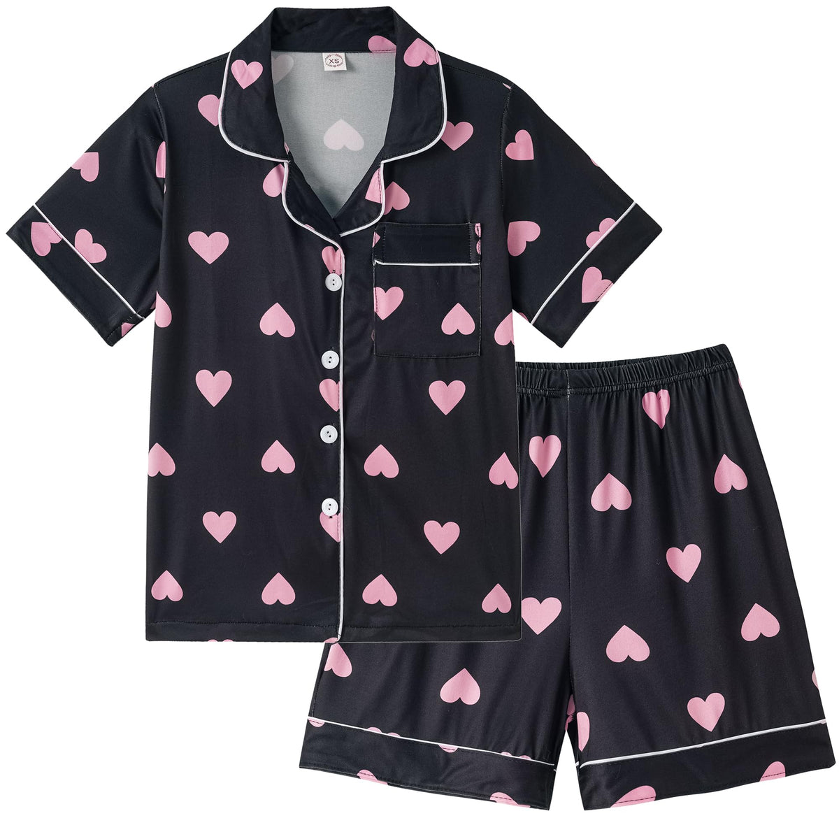Vopmocld Girls Summer Pajama Sets Button Down Top & Shorts Sleepwear 8-18Y