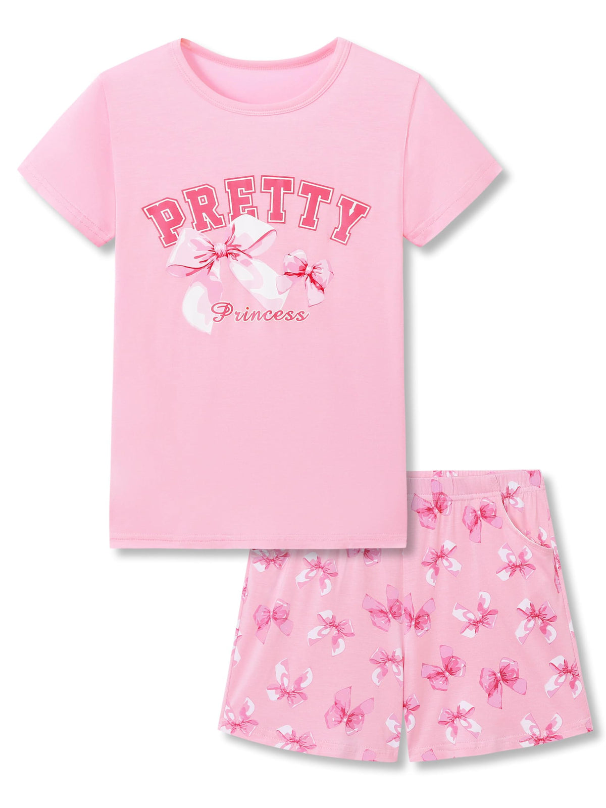 Tebbis Girls Modal Summer Pajama Set Cute Printed Short Sleeves Sizes 6-18