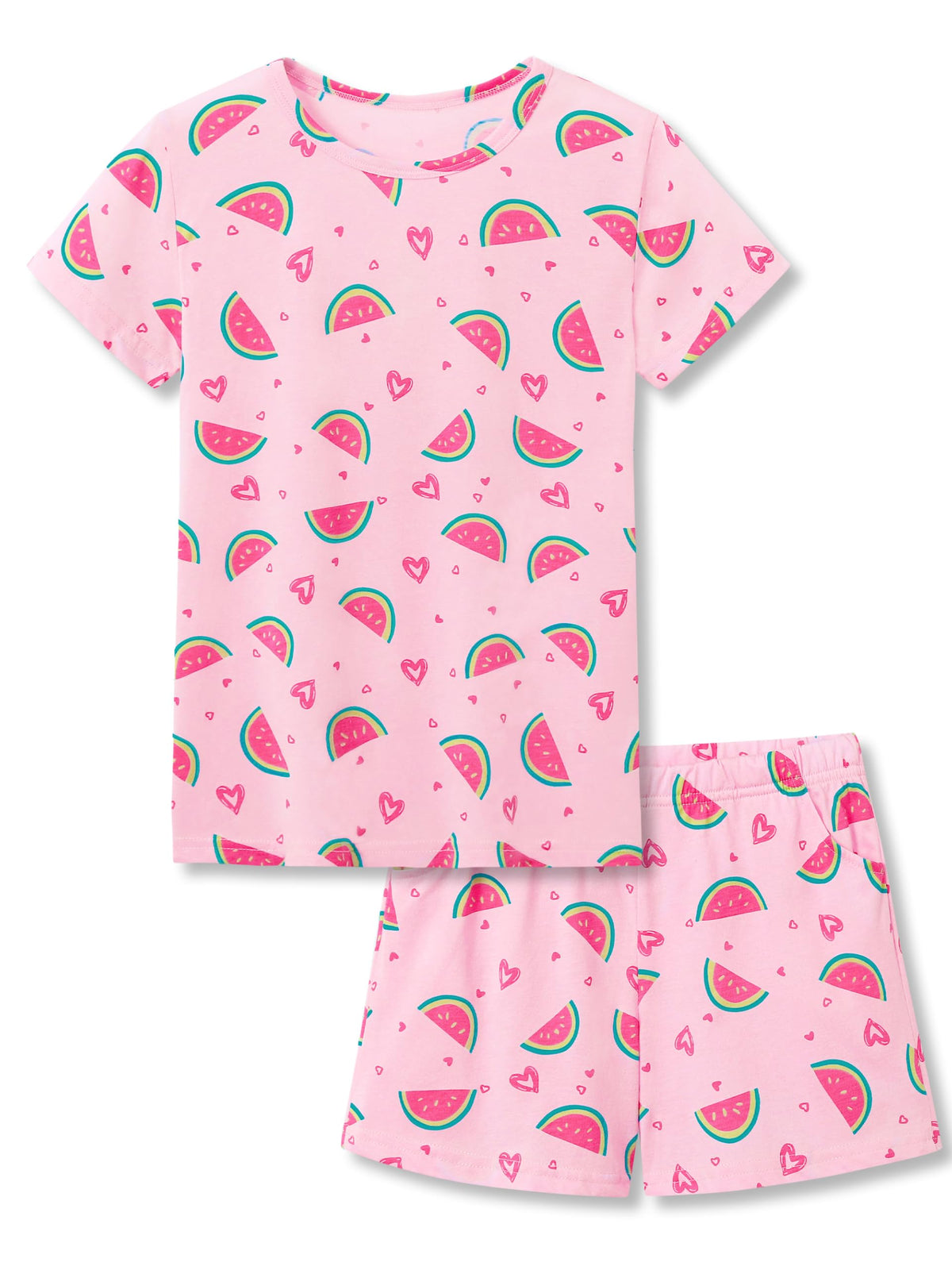 Beezizac Girls Cotton Blend Pajamas Cute Print Short Sleeve Set 4T-18