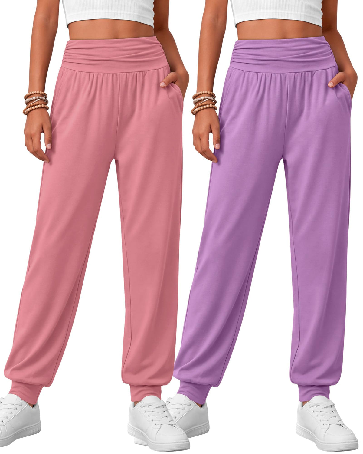 2 Pack Girls' Joggers with Pockets