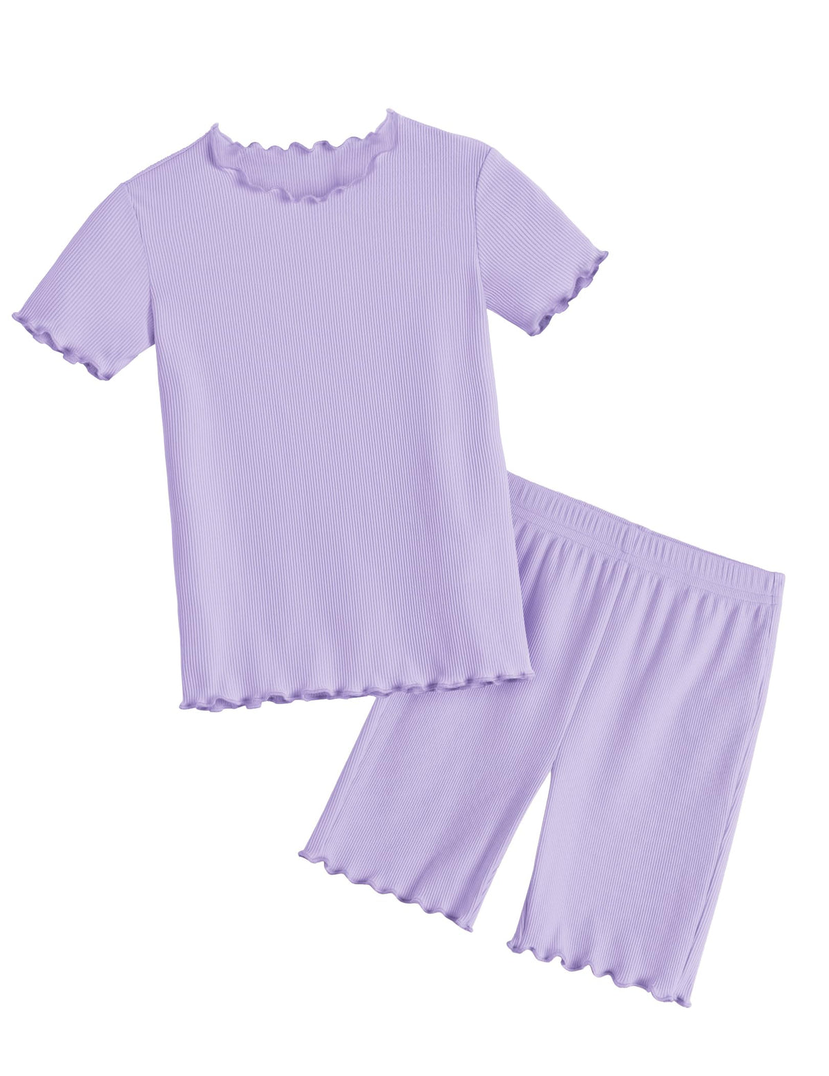Arshiner Girls Pajamas Lettuce Loungewear Snug Fit Pjs Set Kids Sleepwear