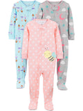 Simple Joys by Carter's Girls 3-pack Snug Fit Footed Cotton Pajamas