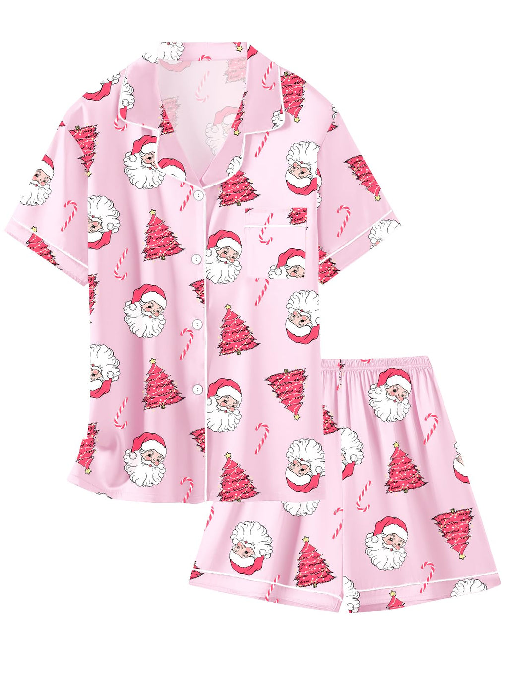 Girls & Womens Satin Pajamas Set, Silk Button-Down Sleepwear 2 Piece Nightwear, 3 Years - Women XXL