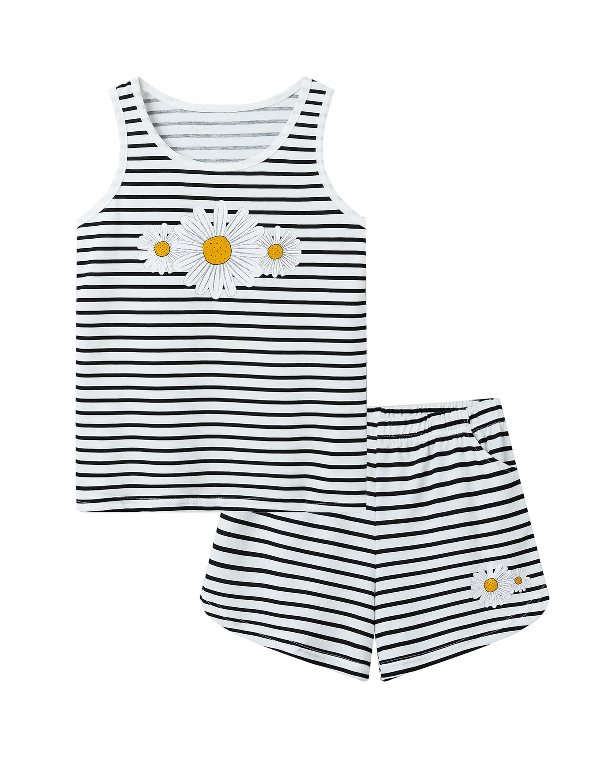 Cozchique Girls Soft Striped Summer Tank Top & Shorts Pajama Set Sizes 6-18