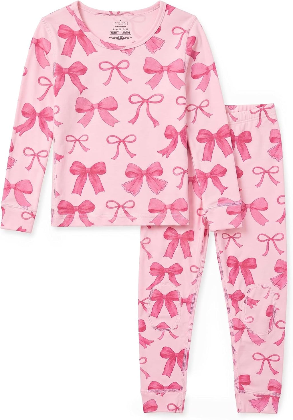 FIOBEE Toddler Girls Pajamas Set, Soft Viscose Long Sleeve Knee Patch PJs