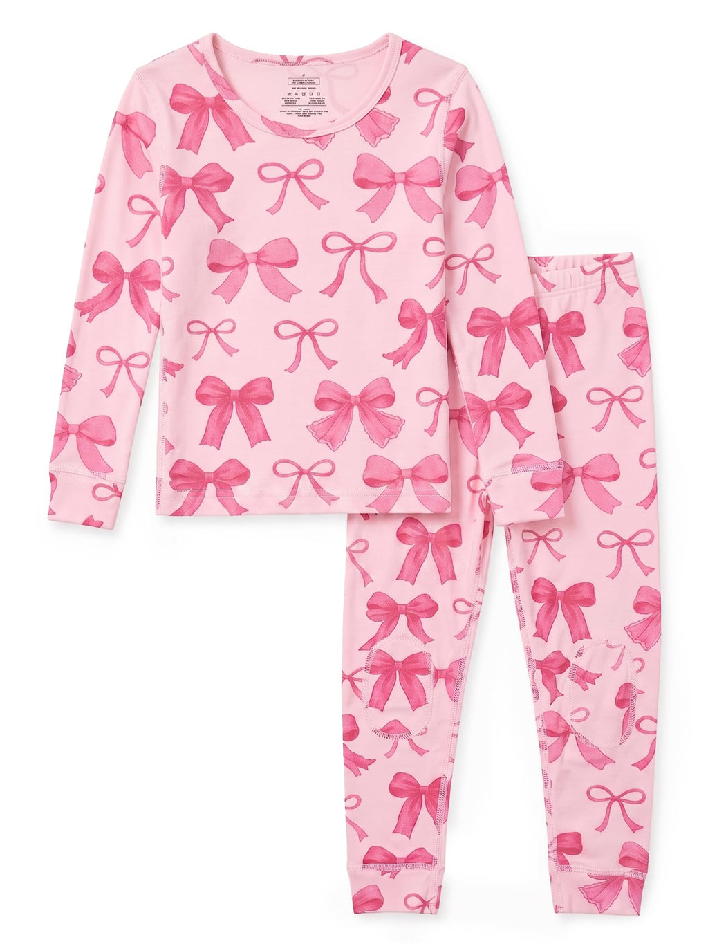 FIOBEE Toddler Girls Pajamas Set, Soft Viscose Long Sleeve Knee Patch PJs