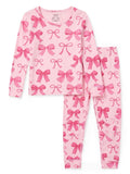 FIOBEE Toddler Girls Pajamas Set, Soft Viscose Long Sleeve Knee Patch PJs