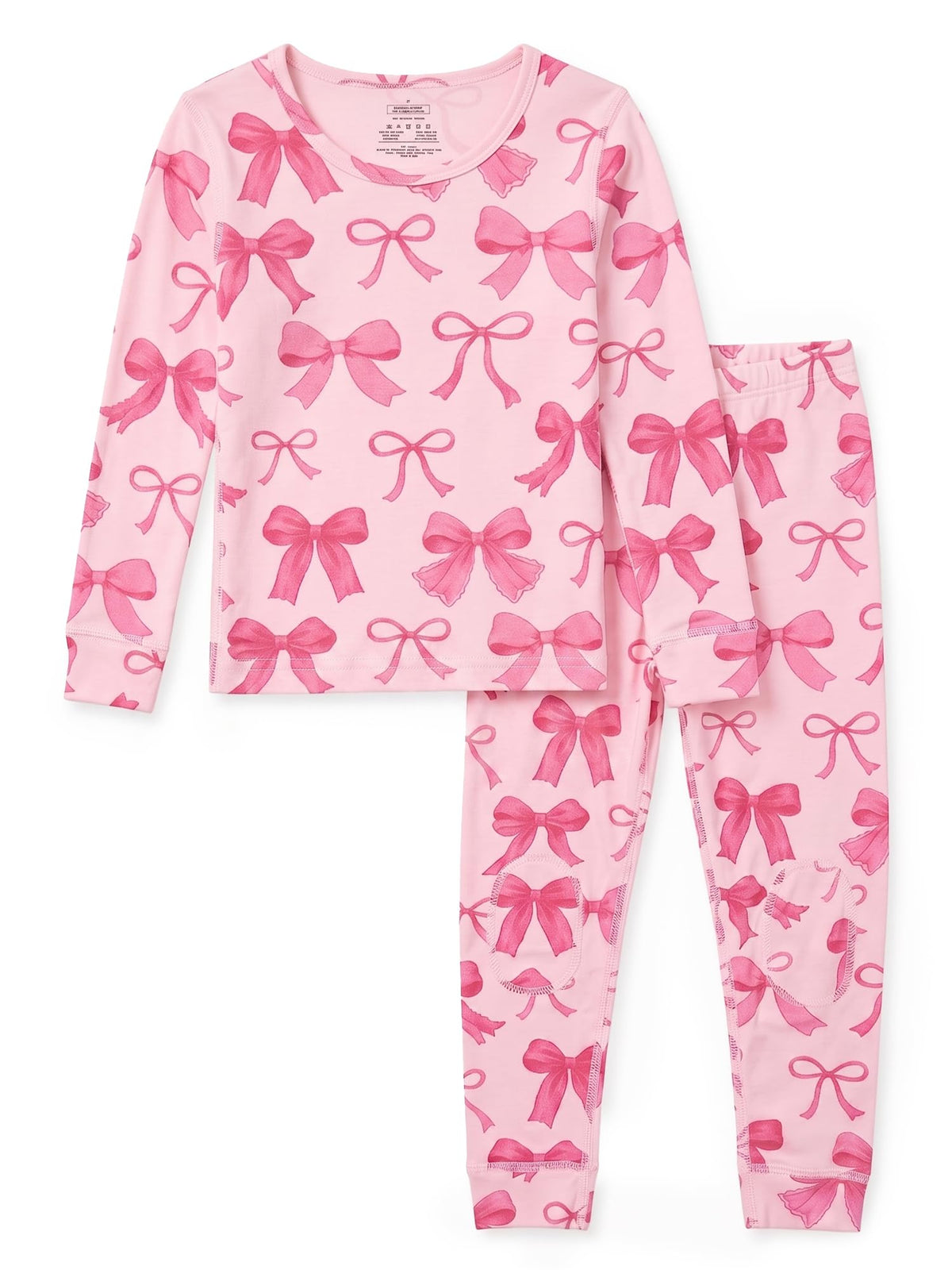 FIOBEE Toddler Girls Pajamas Set, Soft Viscose Long Sleeve Knee Patch PJs