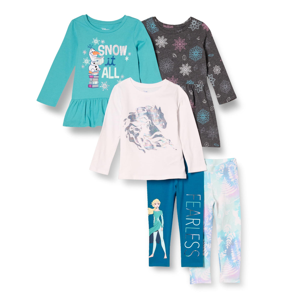 Amazon Essentials Disney | Marvel | Star Wars | Frozen | Princess Girls and Toddlers' Mix-and-Match Cotton Set, Pack of 5