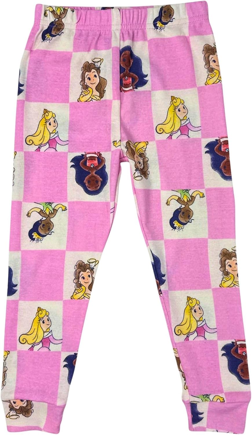 Disney Girls' 4-piece Snug-fit Cotton Matching Pajama Set, Soft & Cute for Kids