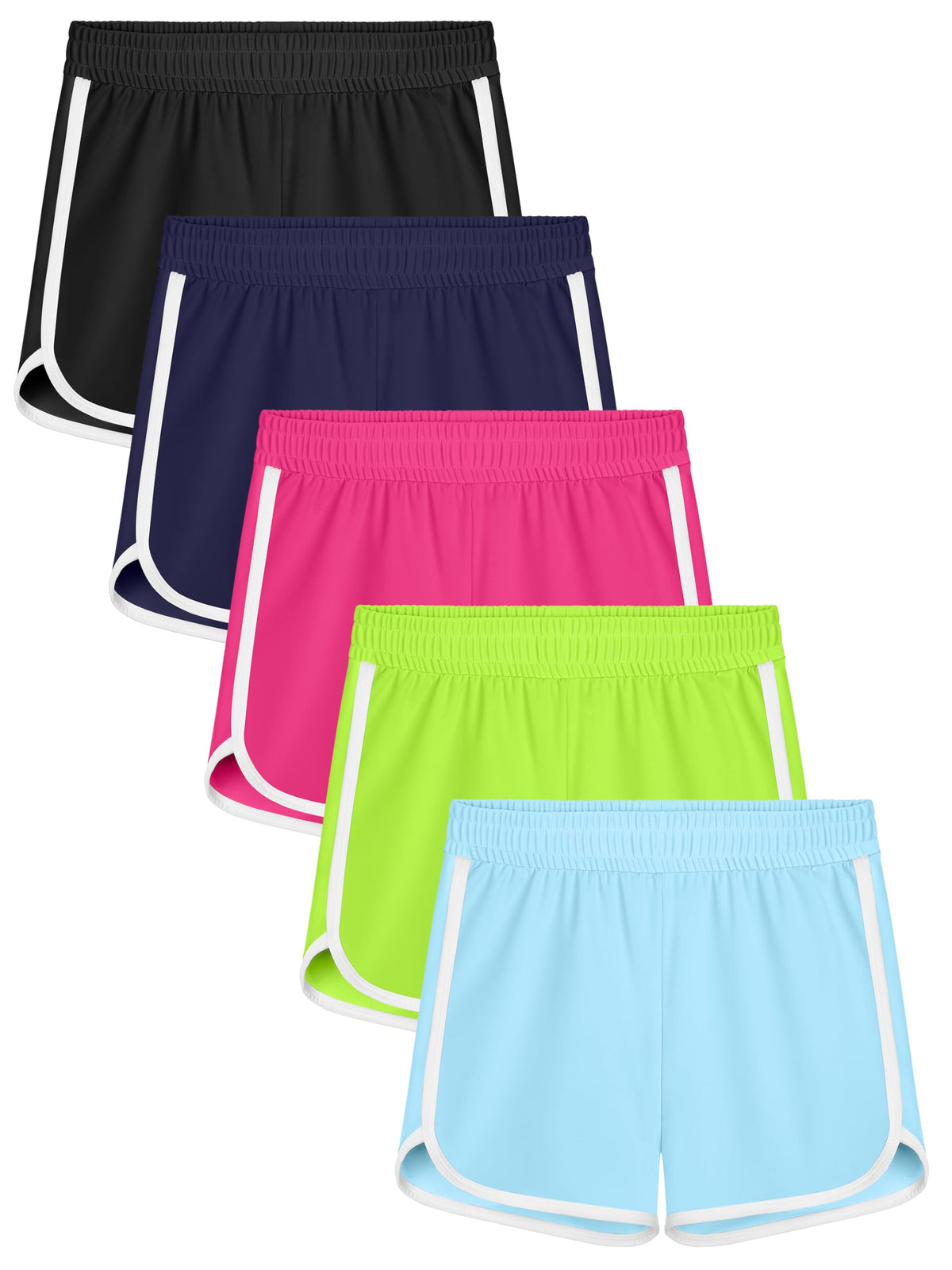 Resinta 5 Packs Toddler Girls Athletic Shorts Quick Dry Soccer Sports Short