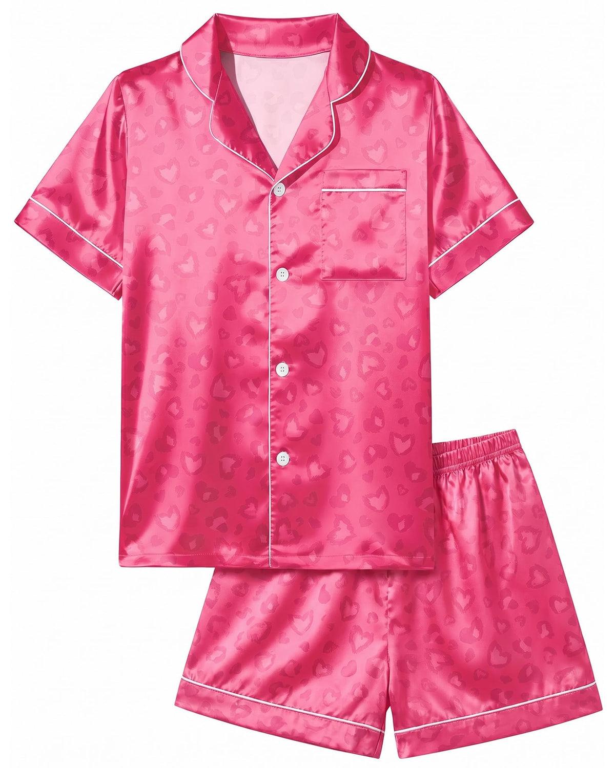 ICOSY Girls Pajamas Set, Satin Pjs Sleepwear for Kids 6-15Y
