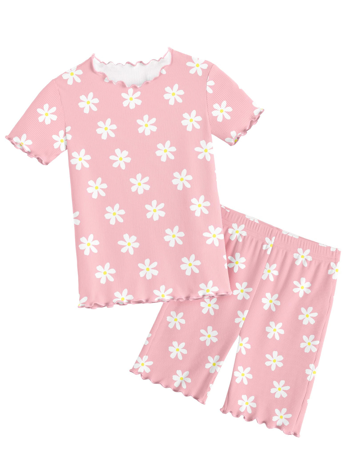 Arshiner Girls Pajamas Lettuce Loungewear Snug Fit Pjs Set Kids Sleepwear