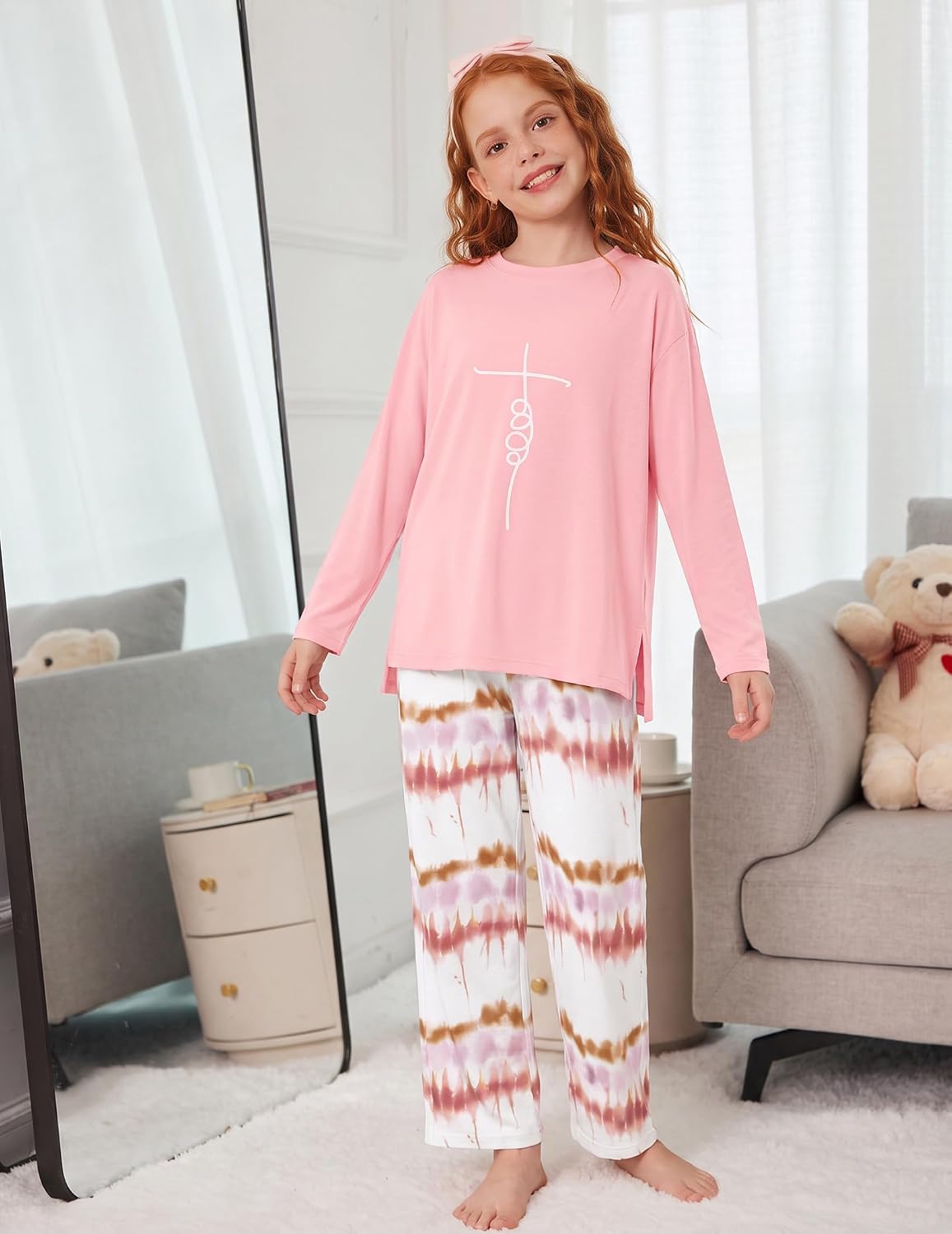 Arshiner Girls Pajamas Cute Long Sleeve and Pants Pjs Set Kids Sleepwear