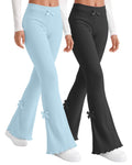2 Pack Girl Flare Legging Ribbed Ruffle Bell Bottom
