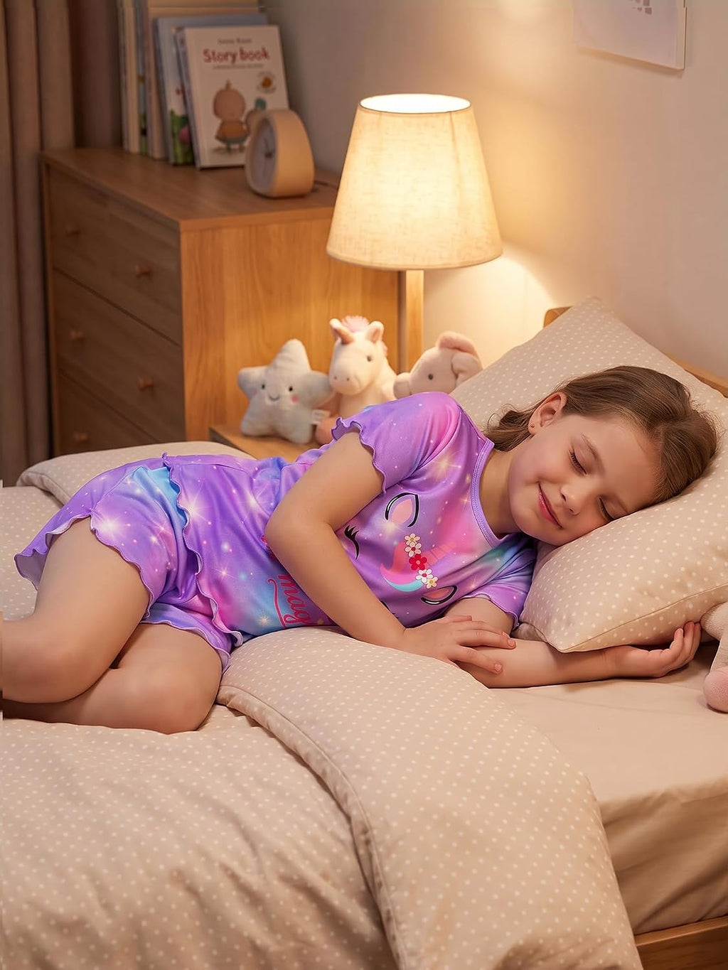 MHJY Girls Pajama Set 2 Piece Ruffled Short Sleeve Summer Sleepwear