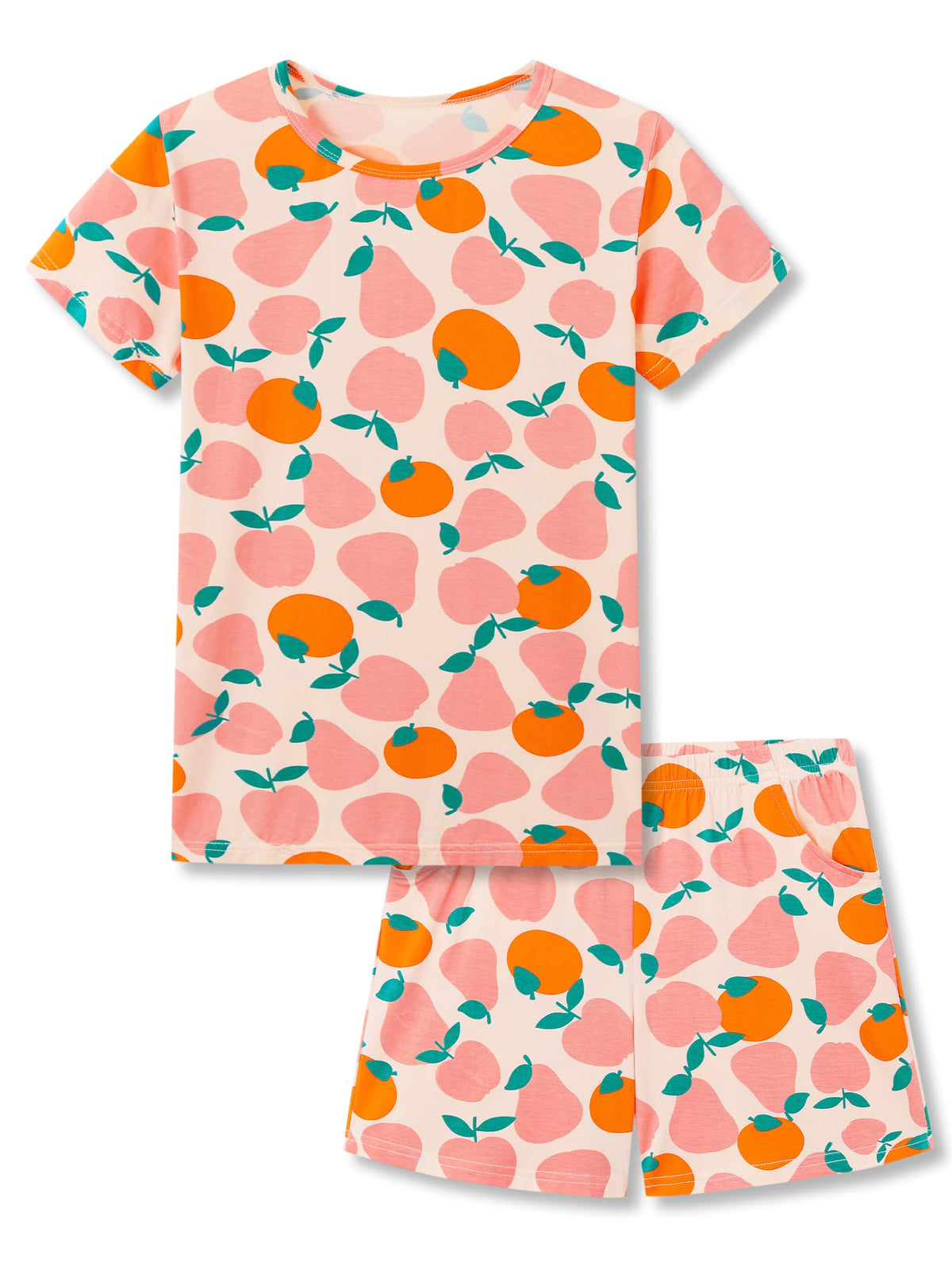 Tebbis Girls Modal Summer Pajama Set Cute Printed Short Sleeves Sizes 6-18