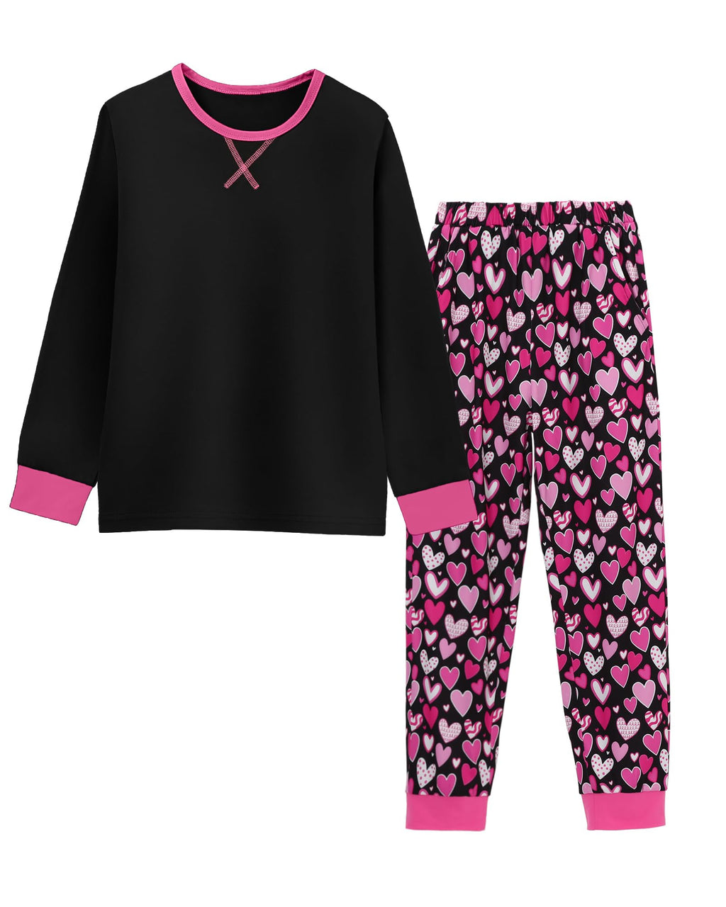 CARETOO Girls Pajamas 2 Piece Long Sleeve Long Pants Pajama Set Kids Cute Pj Soft Holiday Sleepwear Size 7-13