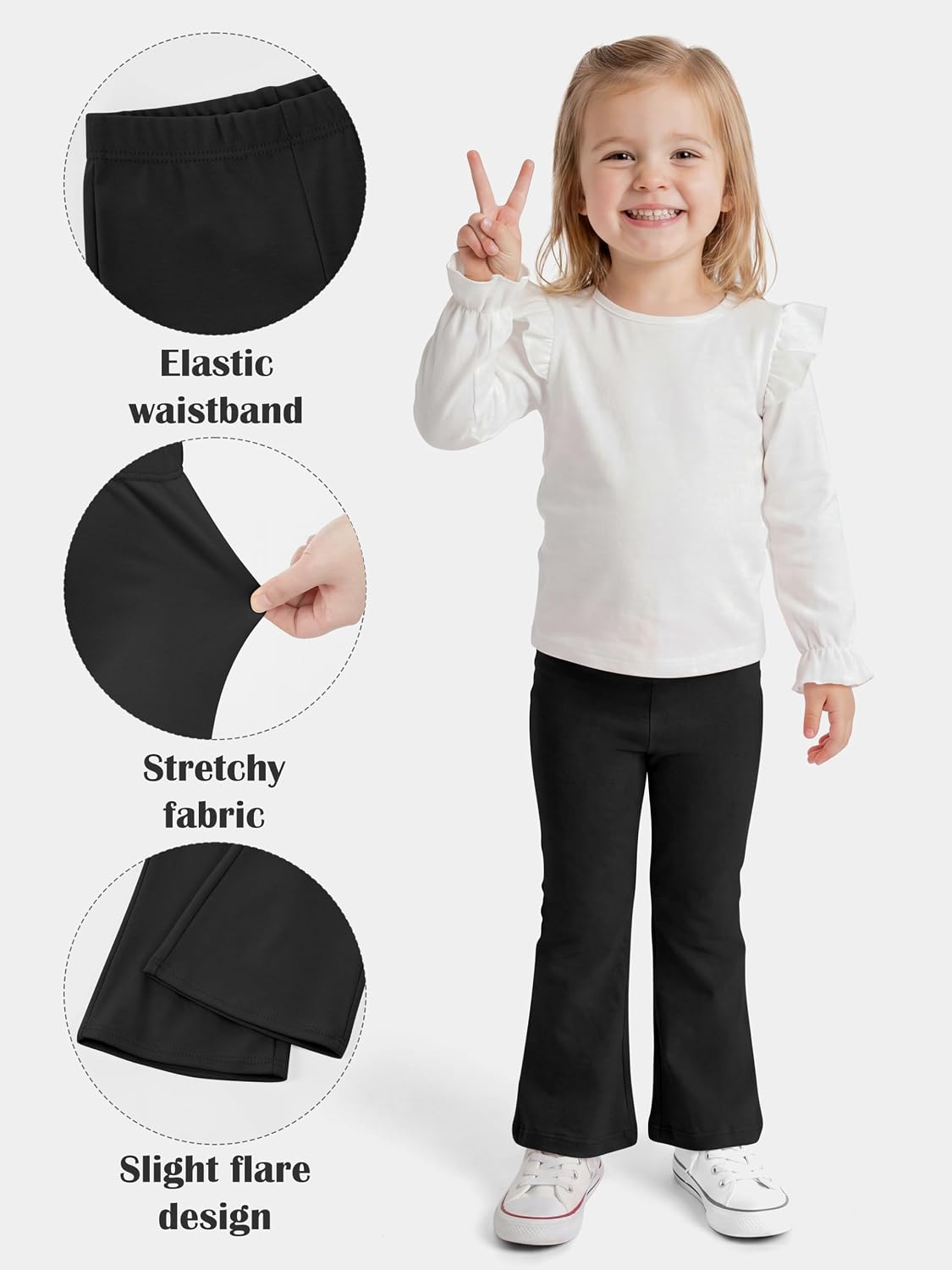 Poroka 5 Pack Toddler Girls Flare Pants Cotton Stretch Bell Bottom Leggings