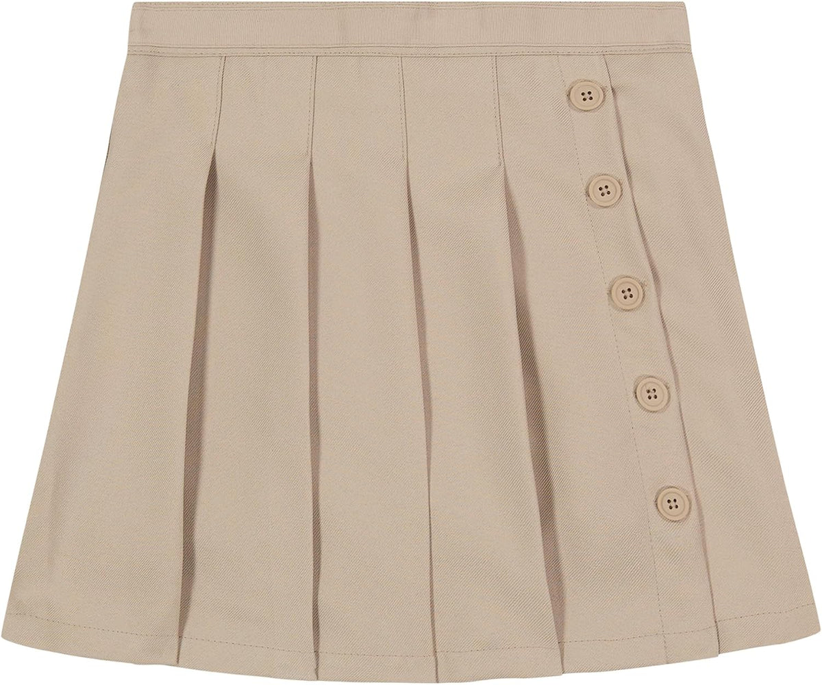 Nautica Girls' School Uniform Pleated Pull-on Scooter Skirt With Undershorts, Knit Waistband