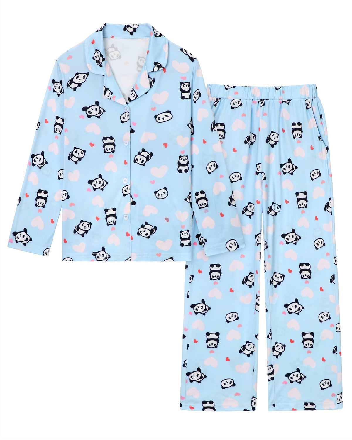 CARETOO Girls Pajamas Set Soft Button-Down Long Sleeve Pjs Set Size 5-14