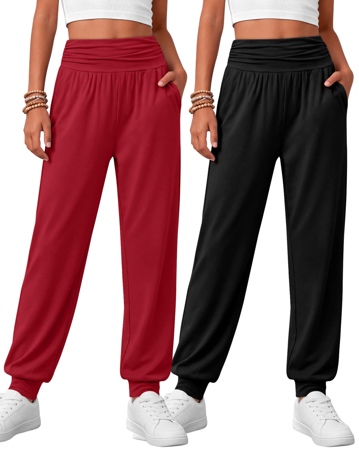 2 Pack Girls' Joggers with Pockets