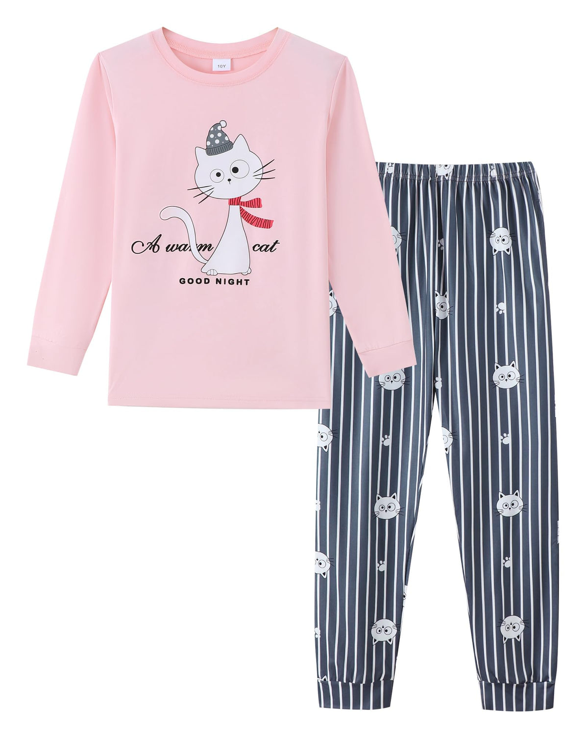 Mikrdoo Girls Pajamas Soft Stretch 2Pc Long Sleeve Top & Pants Size 8-16