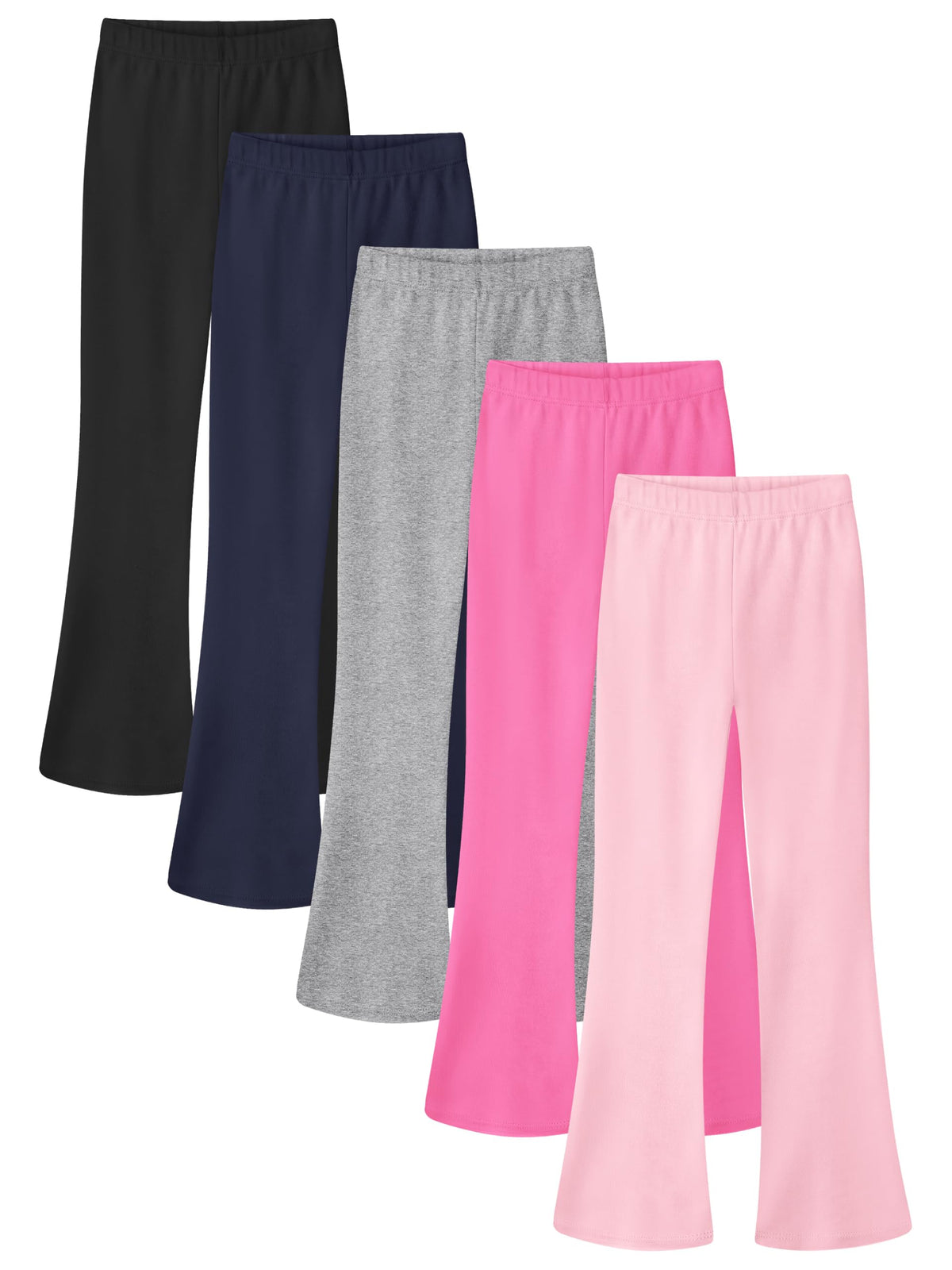 Resinta 5 Pack Girls Flare Leggings Cotton Blend Soft Flared Pants 5-14Y