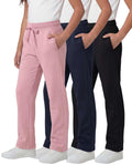 3 Pack Girls' Fleece Sweatpants Open Bottom Pants Kids Teens Tween School