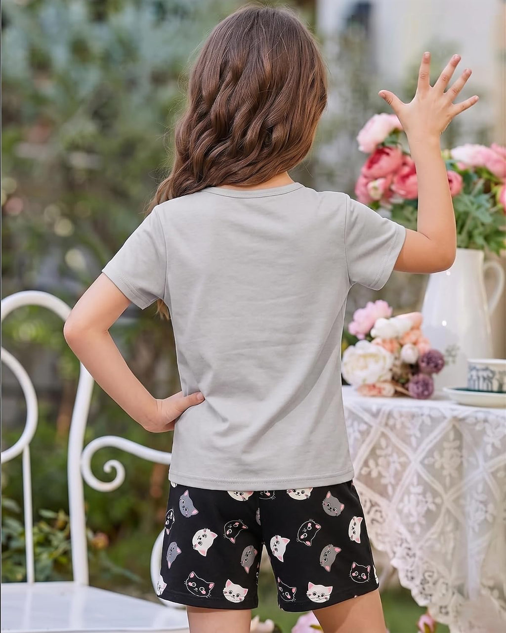 HONGTEYA Cotton Girls Clothes Kids Short Sleeve for 4-15T Years