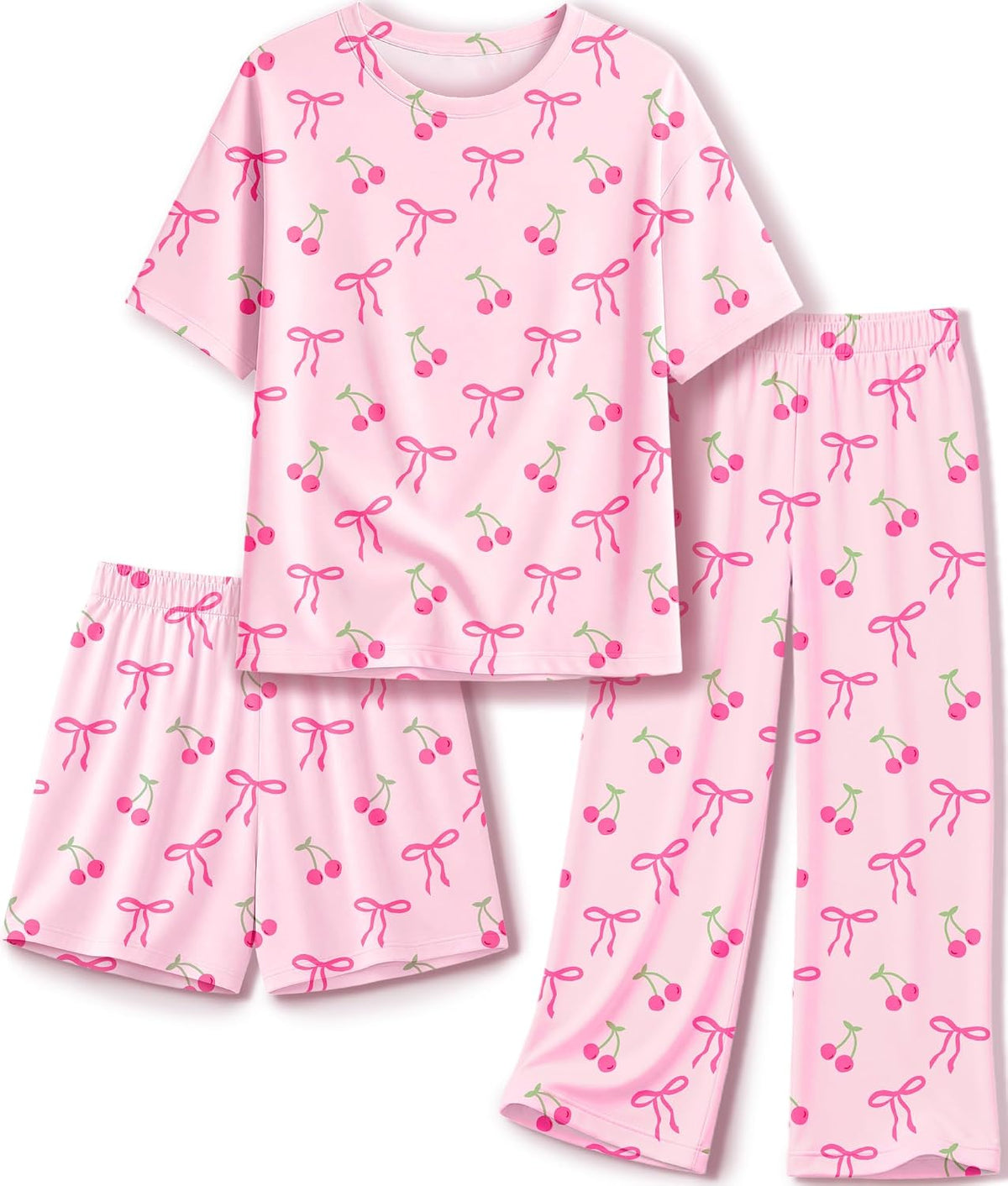 Petite&Me Soft Girls Pajamas, 3-Piece Set with Shorts and Pants Size 6-14