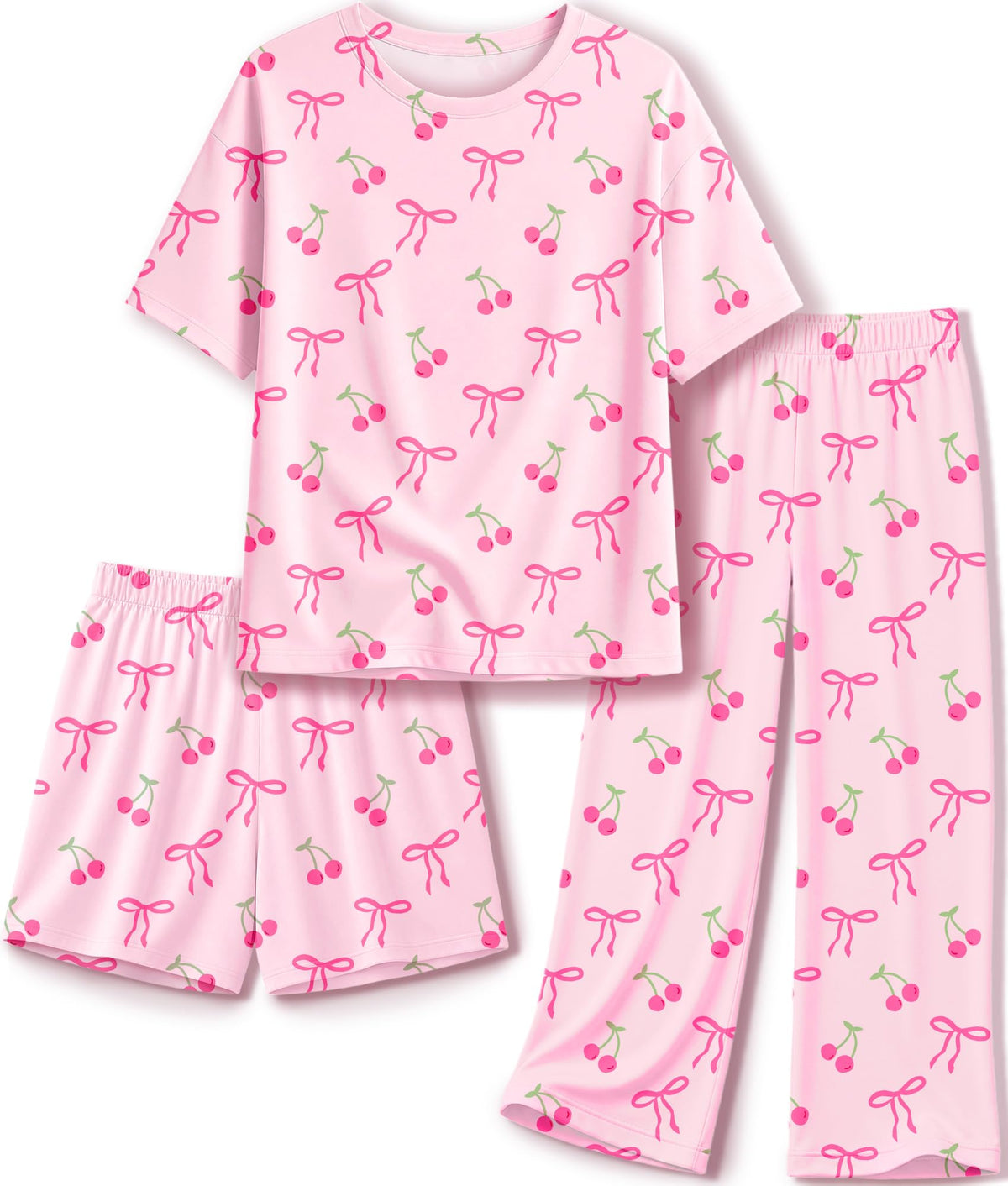 Petite&Me Soft Girls Pajamas, 3-Piece Set with Shorts and Pants Size 6-14