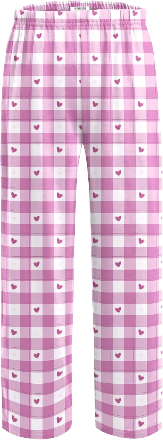 Ekouaer Girls Soft Pajamas Pants Cute Print Pattern PJ Bottoms Lounge Pants