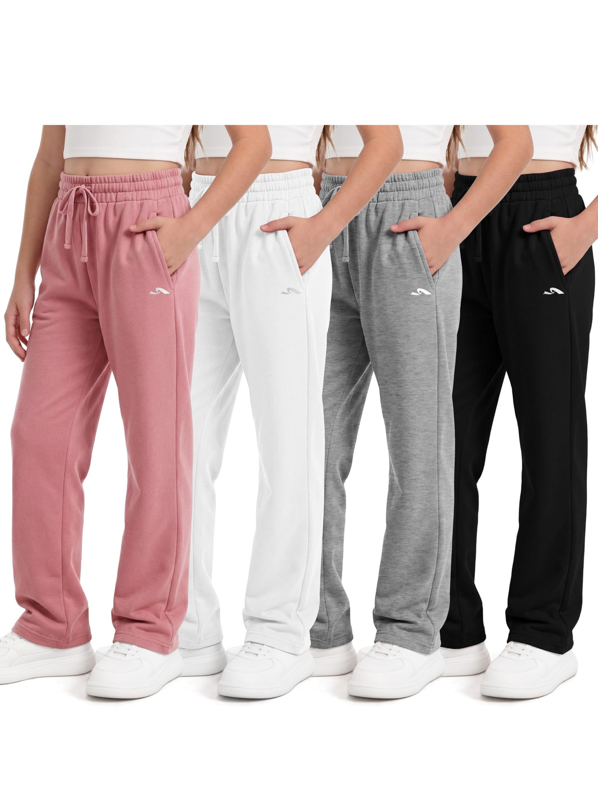 4 Pack Girls Sweatpants Straight Leg Girls Joggers Athletic Pants for Kids