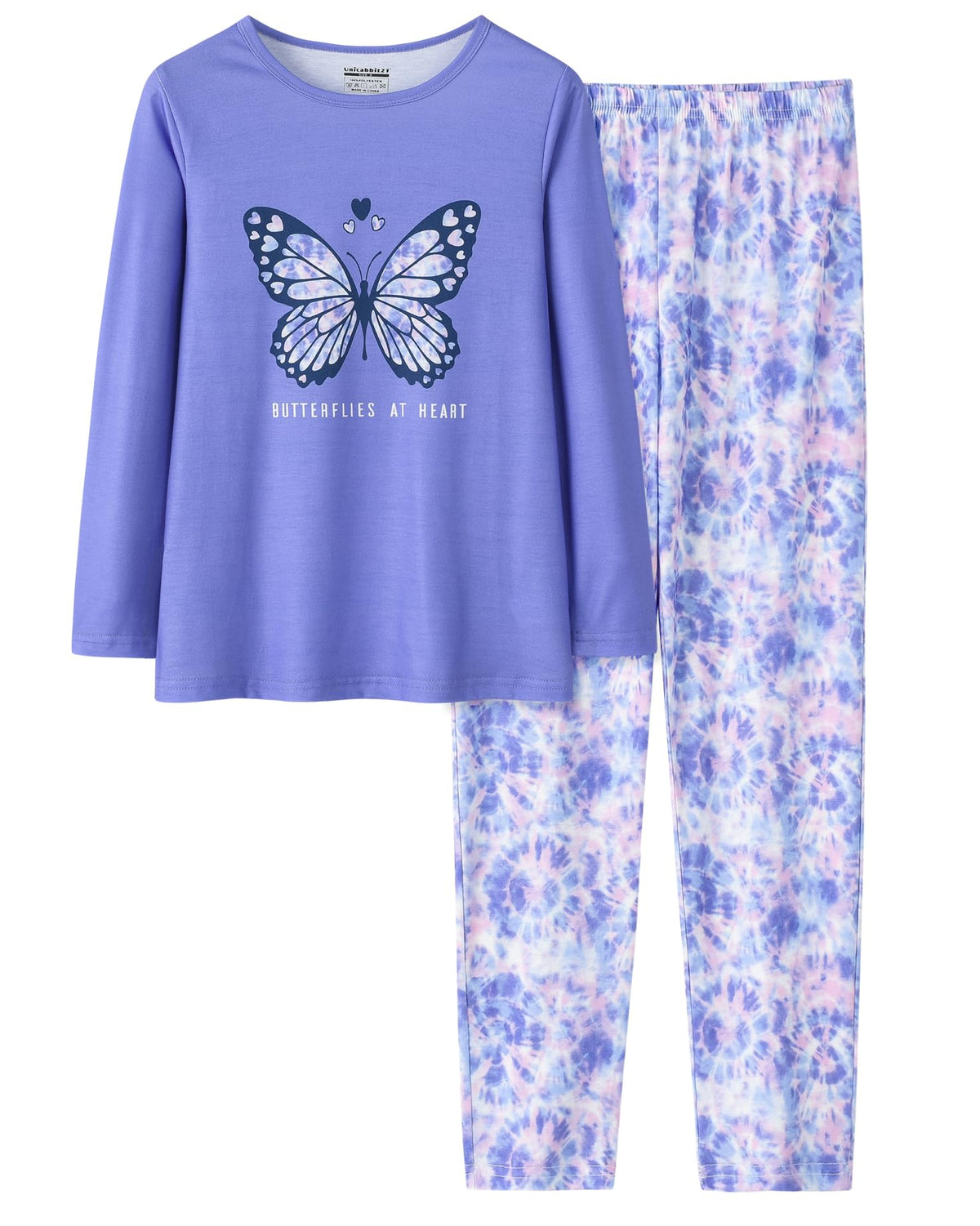 Tie Dye Pajamas for Girls Soft Butterfly Sloth Fall Clothes Big Kids Sleepwear 2-Piece Long Sleeve Set Size 6-16
