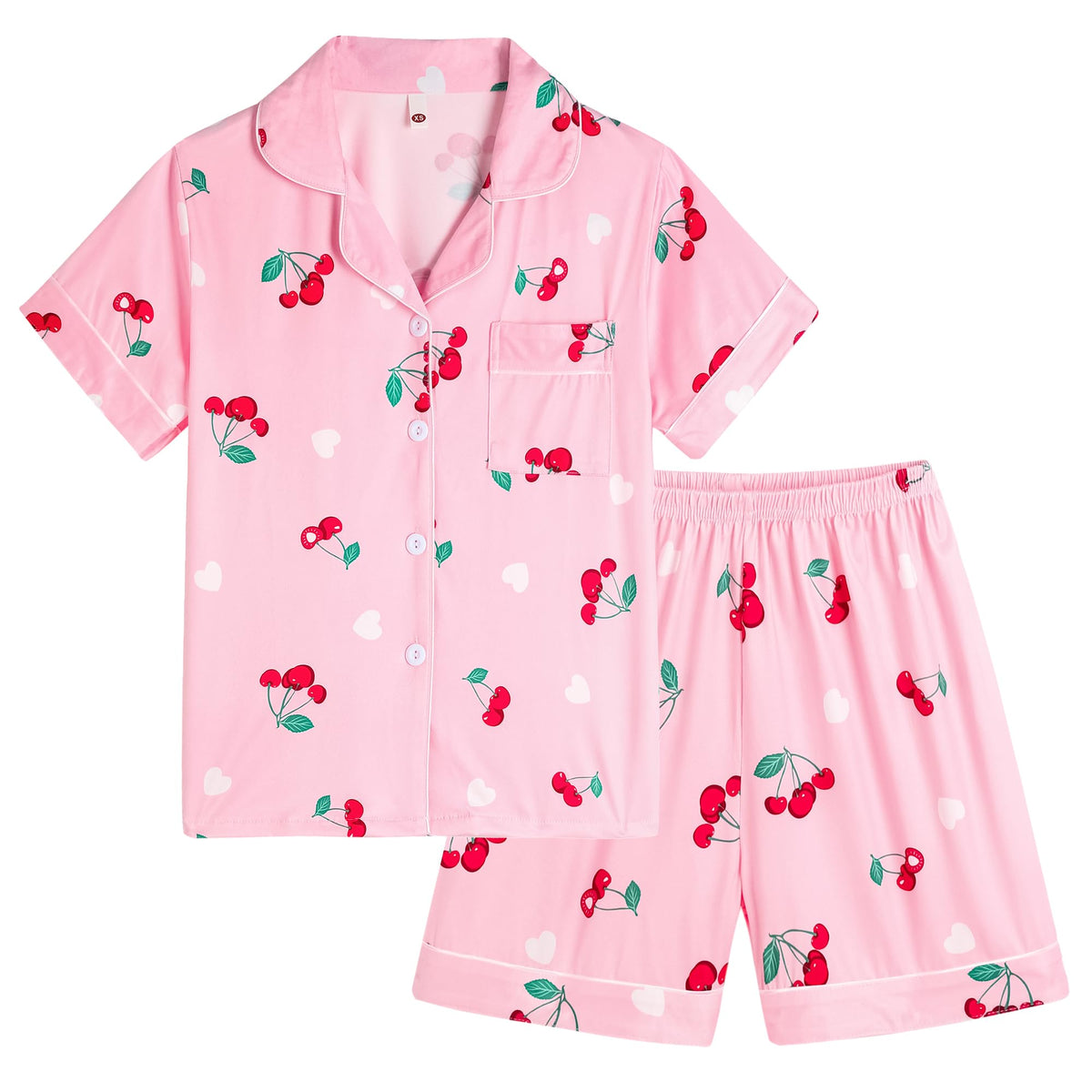 Vopmocld Girls Summer Pajama Sets Button Down Top & Shorts Sleepwear 8-18Y