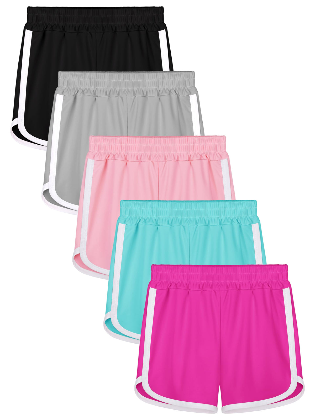 Resinta 5 Packs Toddler Girls Athletic Shorts Quick Dry Soccer Sports Short